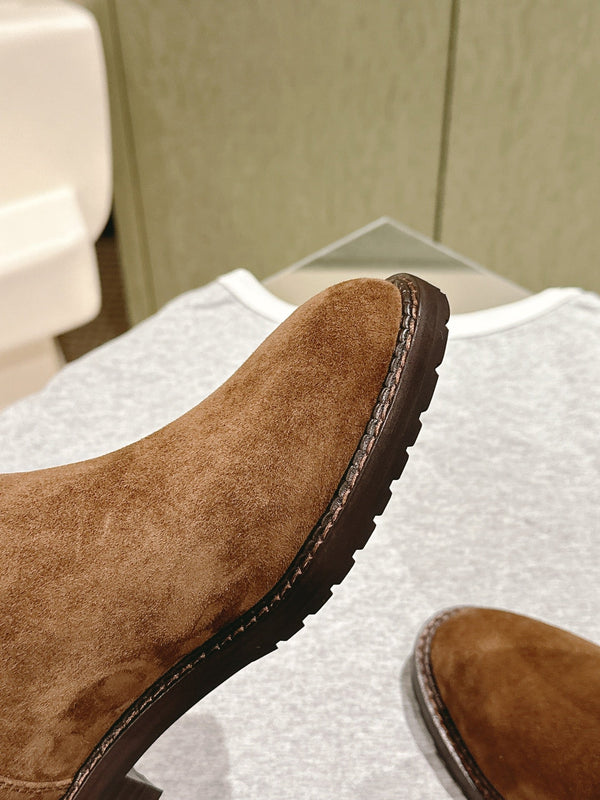 CC Knee-High Boots 40mm Brown Suede Leather 447193