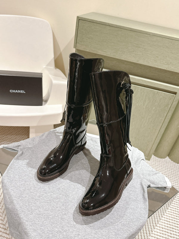CC Knee-High Boots 40mm Black Patent Leather 447194
