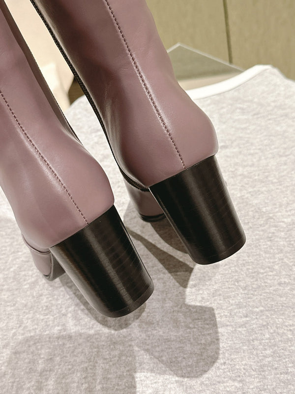 CC 24 FW Knee-High Boots 70mm Dusty Purple Black Cowhide 447189