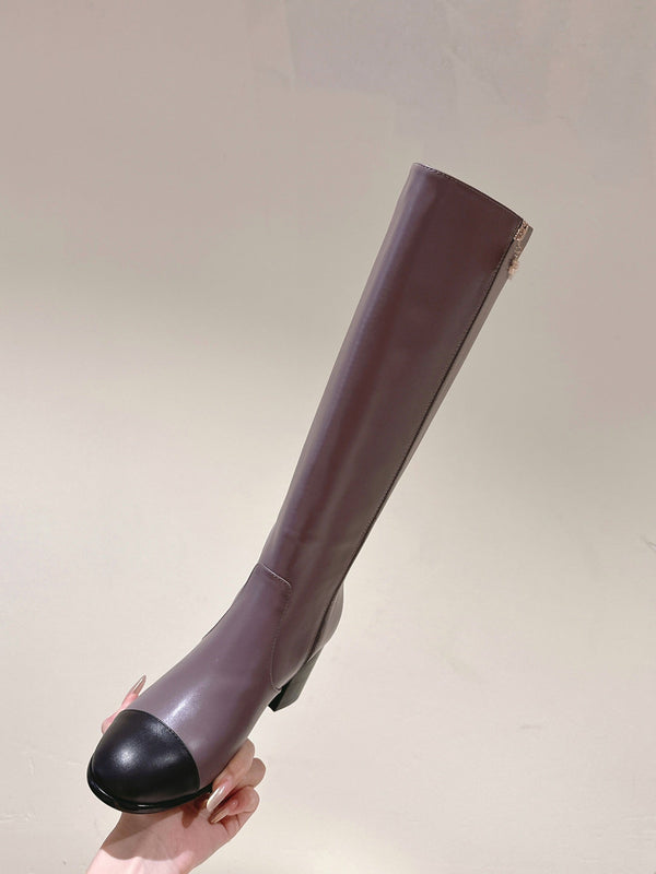 CC 24 FW Knee-High Boots 70mm Dusty Purple Black Cowhide 447189