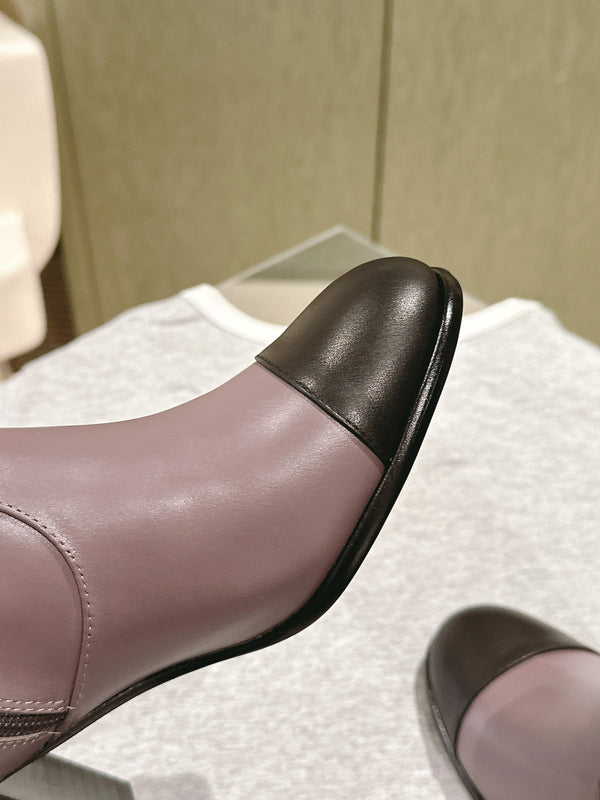 CC 24 FW Knee-High Boots 70mm Dusty Purple Black Cowhide 447189