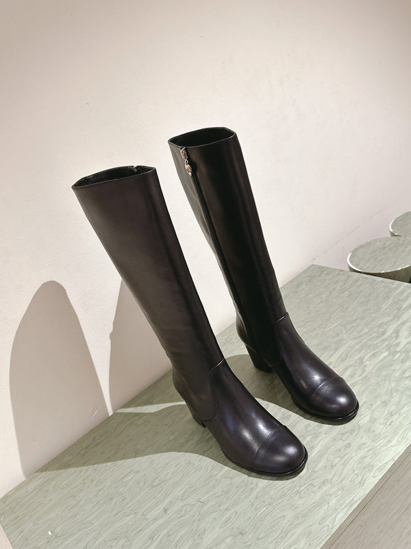 CC 24 FW Knee-High Boots 70mm Black Cowhide 447190