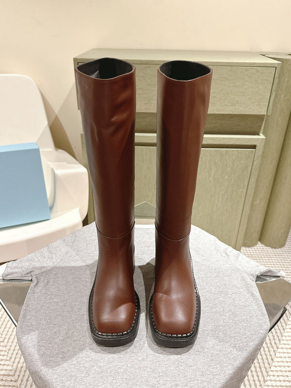 PRA Knee High Boots 55mm in Chocolate Cowhide 449722