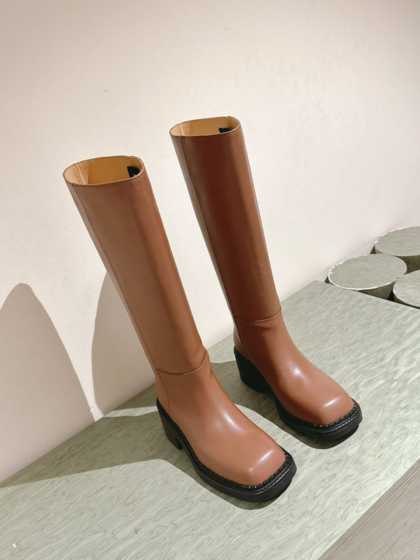 PRA Knee High Boots 55mm in Brown Cowhide 449723