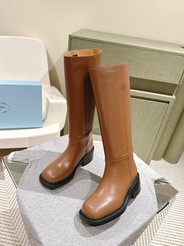 PRA Knee High Boots 55mm in Brown Cowhide 449723