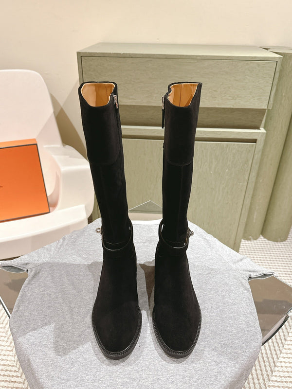 HM 24ss Kelly Martin Long Boots 35mm Black Suede 445502