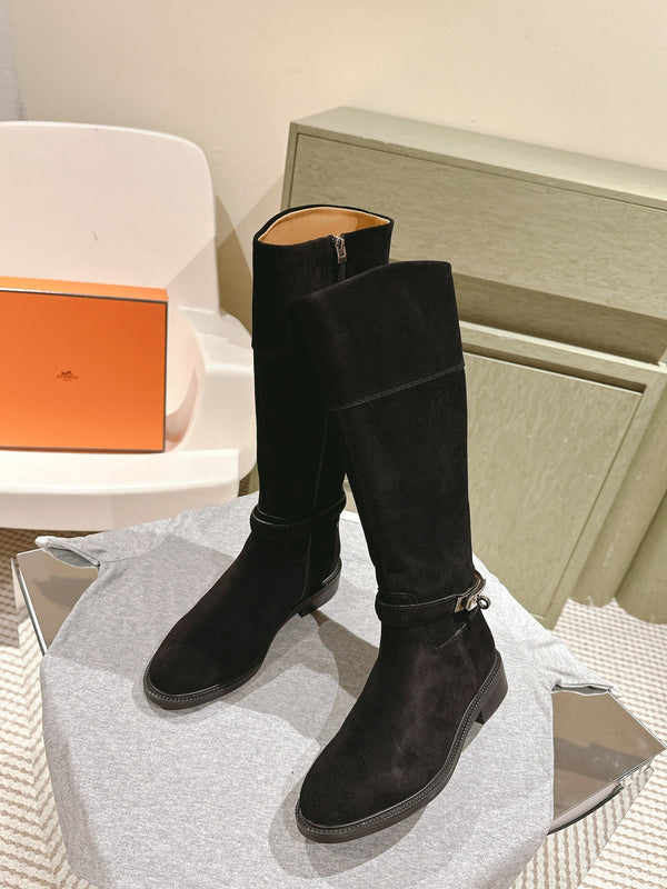 HM 24ss Kelly Martin Long Boots 35mm Black Suede 445502