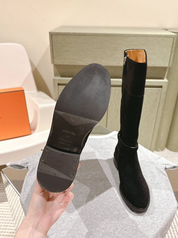 HM 24ss Kelly Martin Long Boots 35mm Black Suede 445502