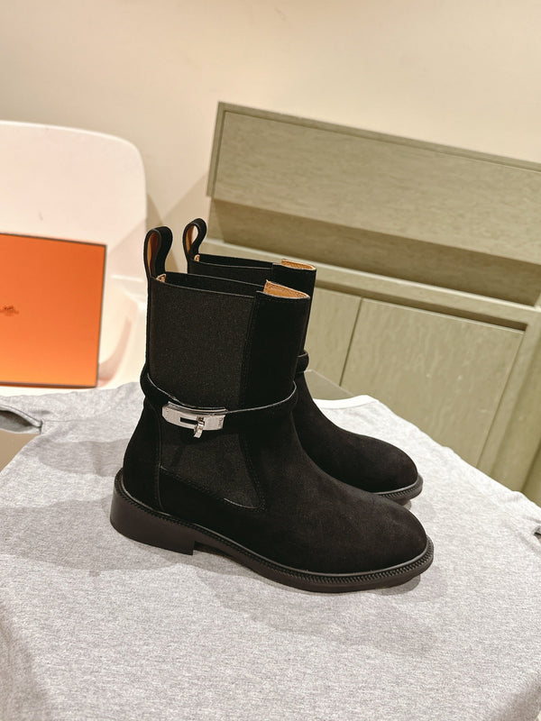 HM 24ss Kelly Martin Short Boots 35mm Black Suede 445505