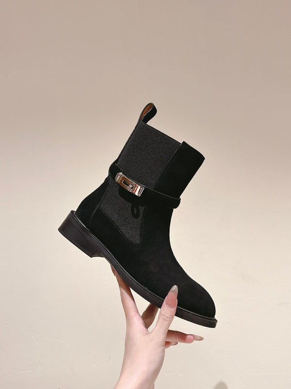 HM 24ss Kelly Martin Short Boots 35mm Black Suede 445505