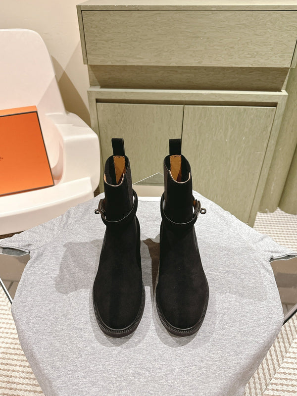 HM 24ss Kelly Martin Short Boots 35mm Black Suede 445505