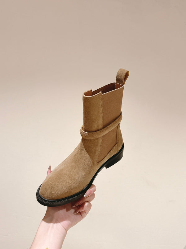 HM 24ss Kelly Martin Short Boots 35mm Beige Suede 445506