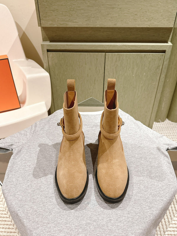 HM 24ss Kelly Martin Short Boots 35mm Beige Suede 445506