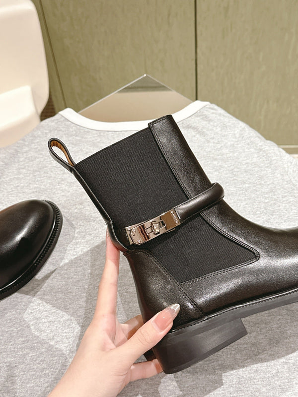 HM 24ss Kelly Martin Short Boots 35mm Black Cowhide 445507