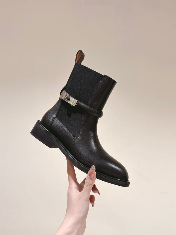 HM 24ss Kelly Martin Short Boots 35mm Black Cowhide 445507