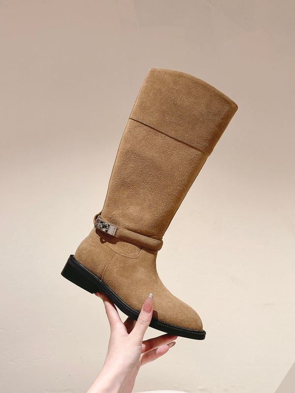 HM 24ss Kelly Martin Long Boots 35mm Beige Suede 445503