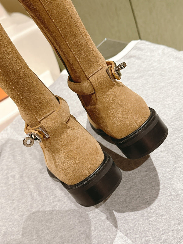 HM 24ss Kelly Martin Long Boots 35mm Beige Suede 445503