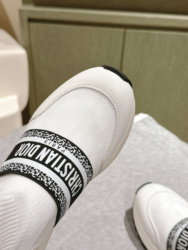 CD High-Top Sneaker 40mm White Stretch Wool And Lambskin