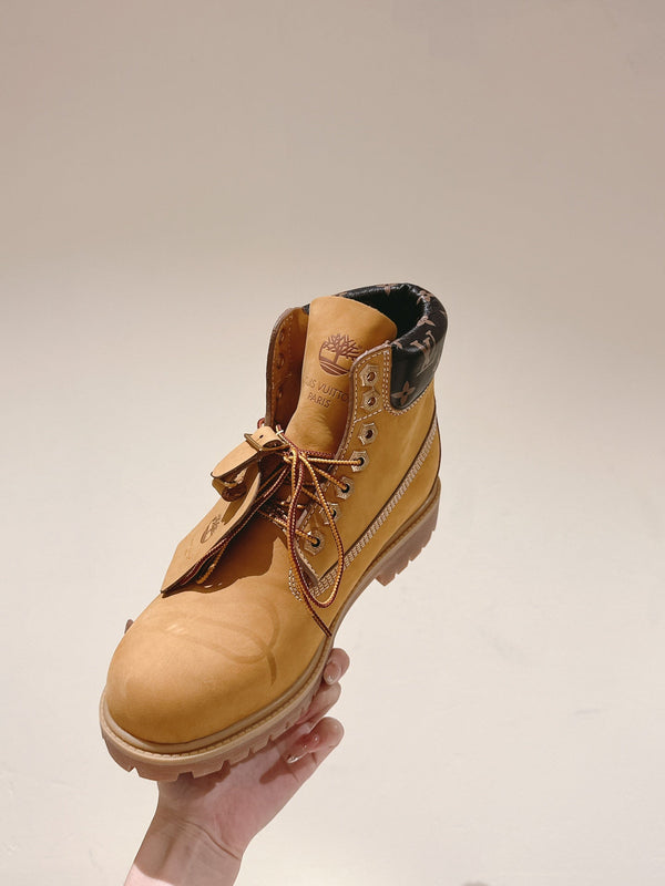 LV x Timberland 6in Ankle Boot 50mm Light Brown Monogram Embossed Suede 450426