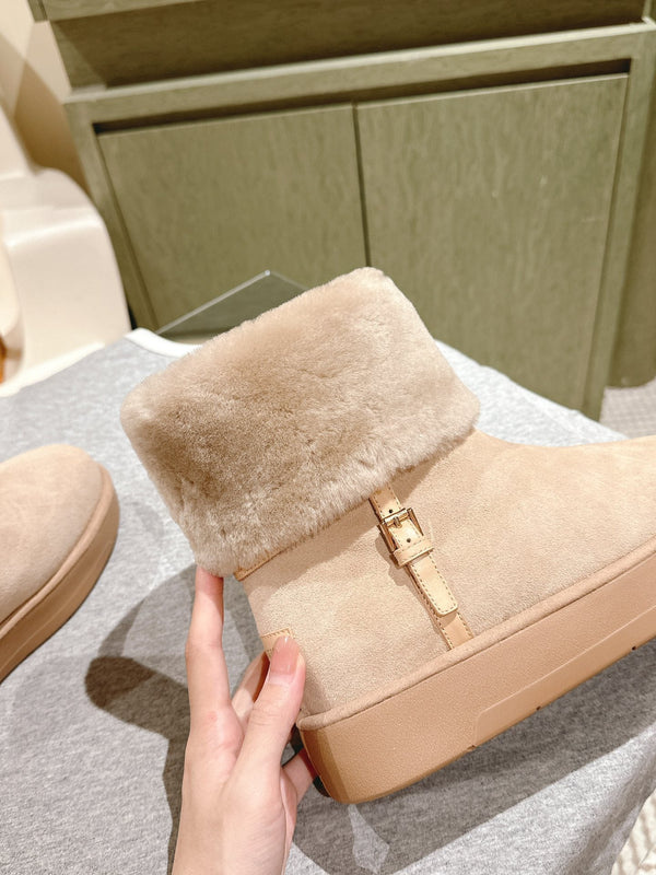 LV Aspen Platform Ankle Boot Beige Suede Cowhide/Shearling 450429