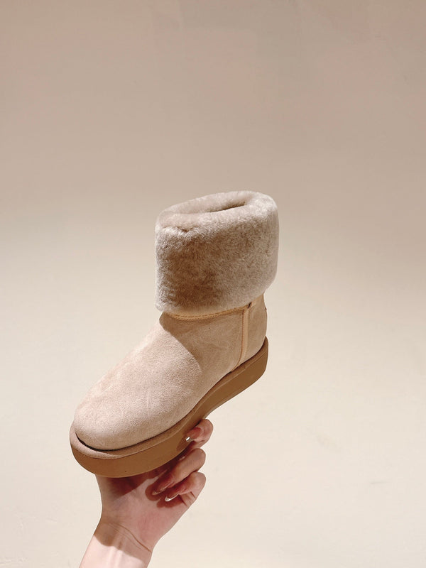 LV Aspen Platform Ankle Boot Beige Suede Cowhide/Shearling 450429