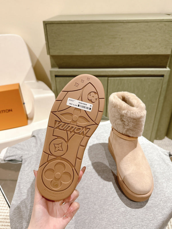 LV Aspen Platform Ankle Boot Beige Suede Cowhide/Shearling 450429