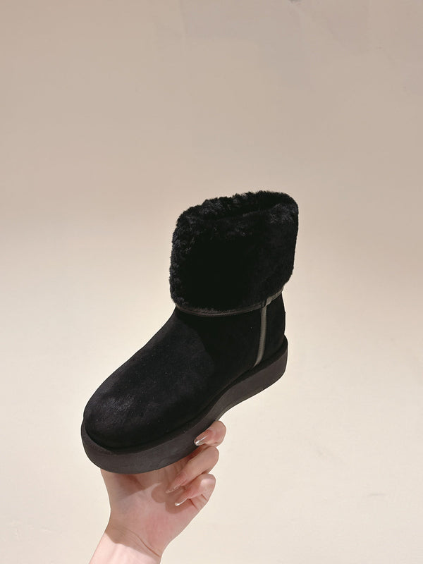 LV Aspen Platform Ankle Boot Black Suede Cowhide/Shearling 450430