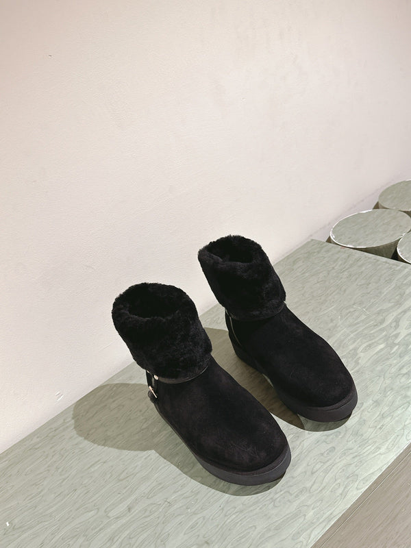 LV Aspen Platform Ankle Boot Black Suede Cowhide/Shearling 450430