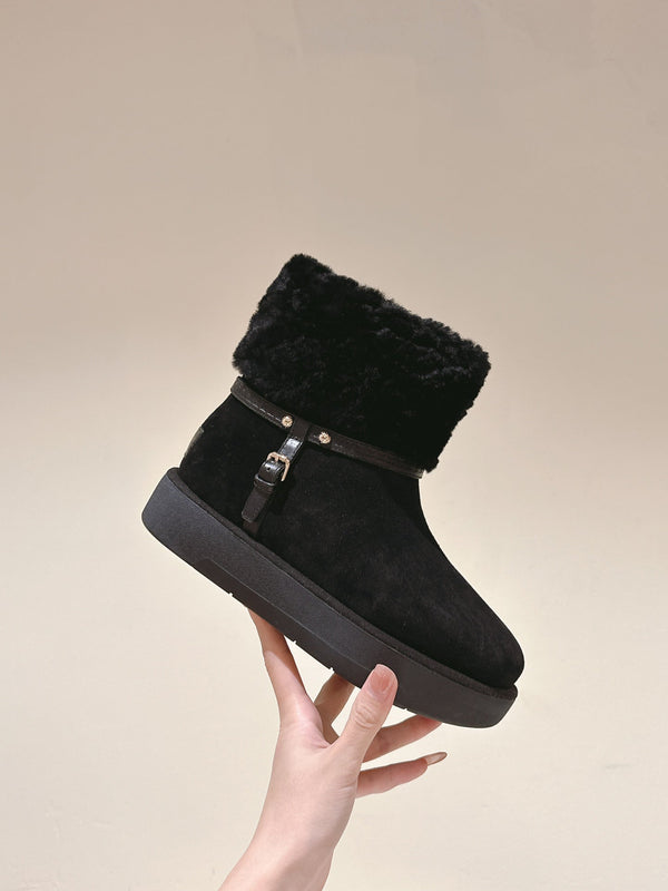 LV Aspen Platform Ankle Boot Black Suede Cowhide/Shearling 450430