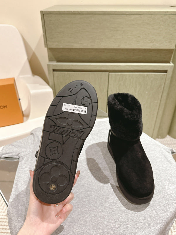 LV Aspen Platform Ankle Boot Black Suede Cowhide/Shearling 450430