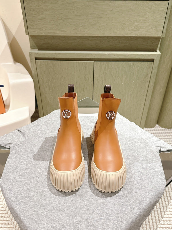 LV Ruby Flat Ankle Boot 50mm Light Brown Cowhide 450432