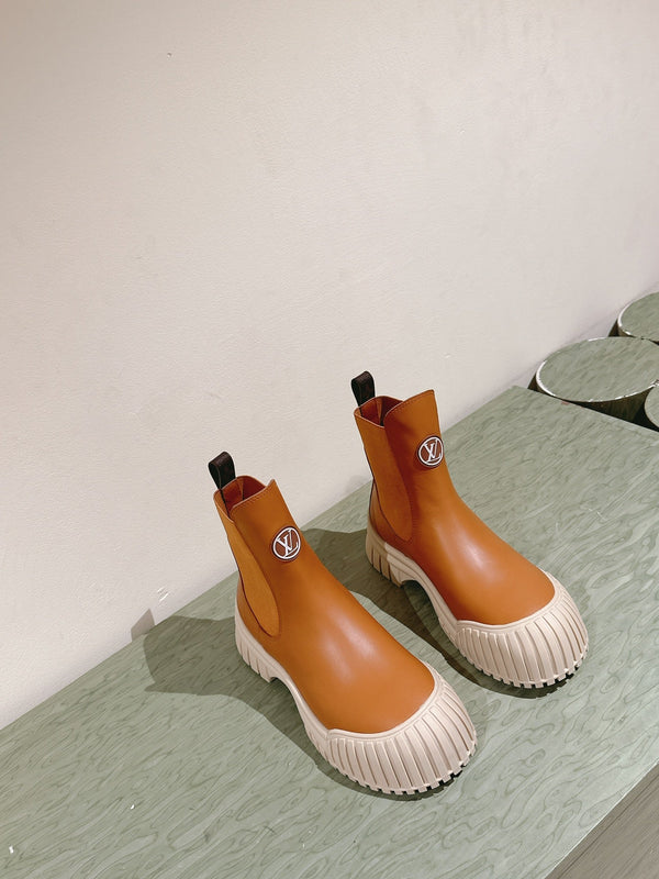 LV Ruby Flat Ankle Boot 50mm Light Brown Cowhide 450432