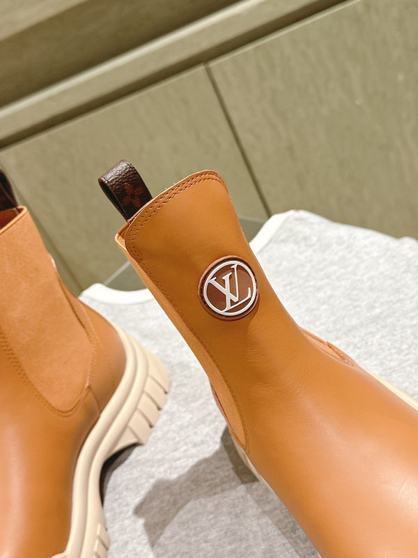 LV Ruby Flat Ankle Boot 50mm Light Brown Cowhide 450432