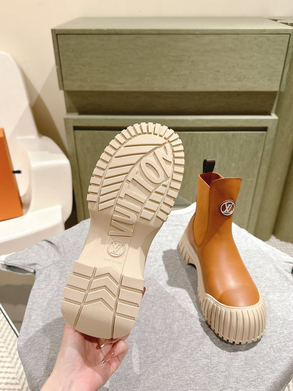 LV Ruby Flat Ankle Boot 50mm Light Brown Cowhide 450432