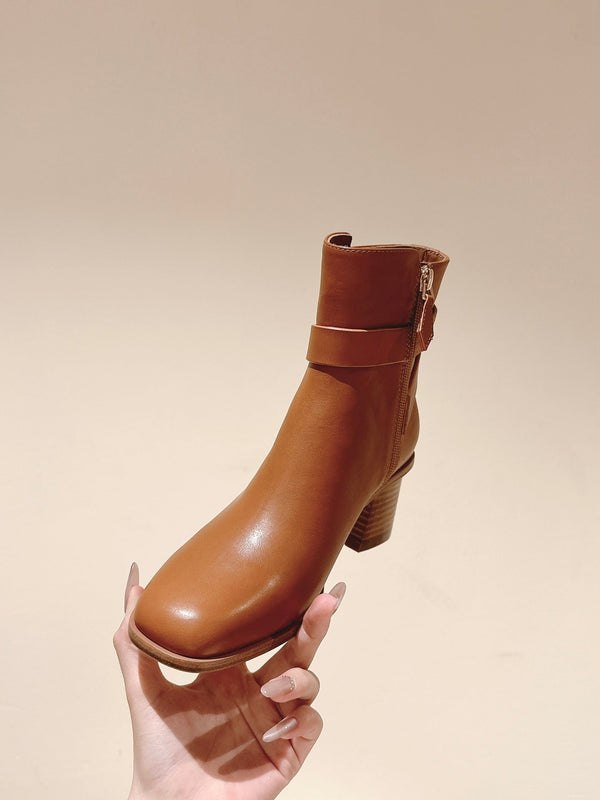 HM Jill Ankle Boot 65mm Brown Orange Calfskin 974682