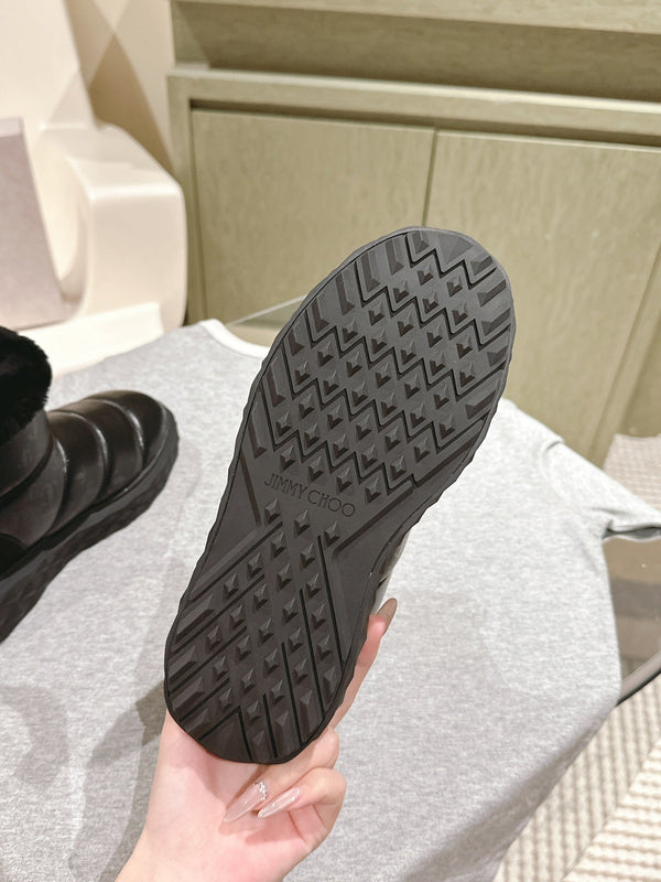 Jimmy Xan Toffee Ankle Boots Black Shearling Leather 533013