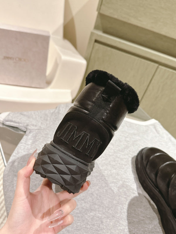 Jimmy Xan Toffee Ankle Boots Black Shearling Leather 533013