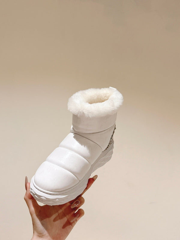 Jimmy Xan Toffee Ankle Boots with Crystals White Shearling Leather 533014