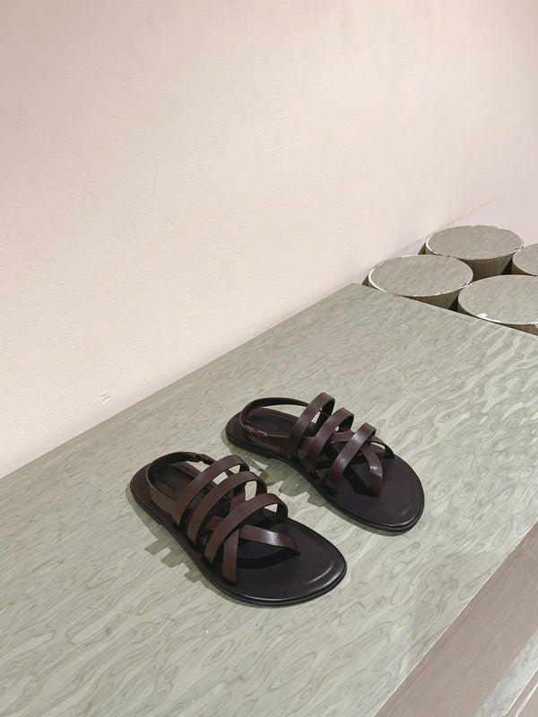 The Row Line Sandals Dark Brown Black Sheepskin 451279