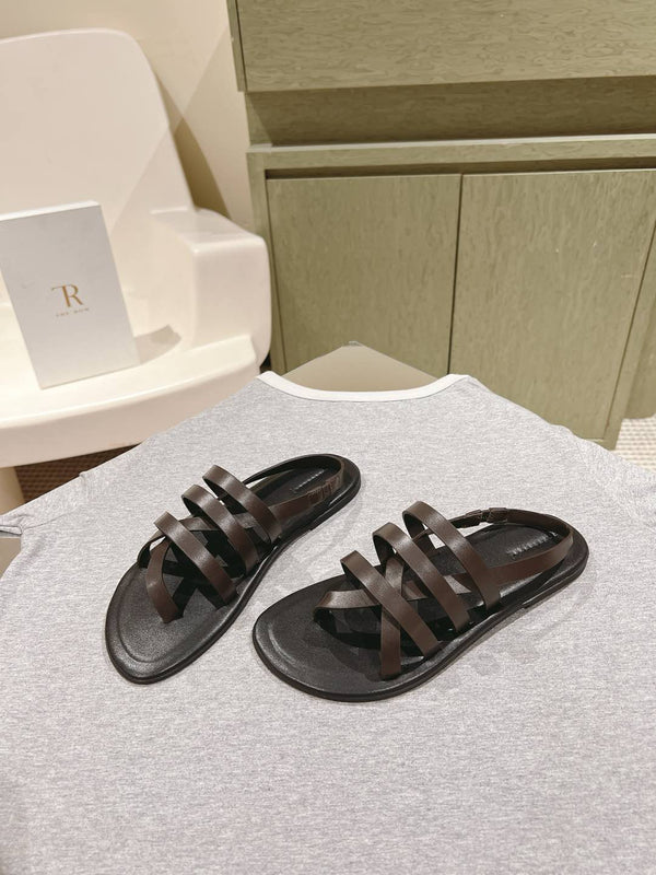 The Row Line Sandals Dark Brown Black Sheepskin 451279