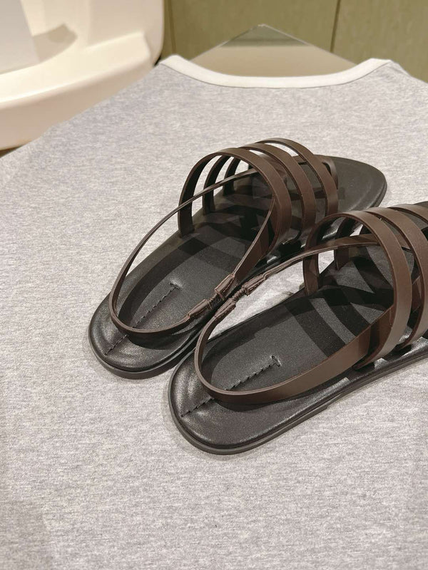 The Row Line Sandals Dark Brown Black Sheepskin 451279