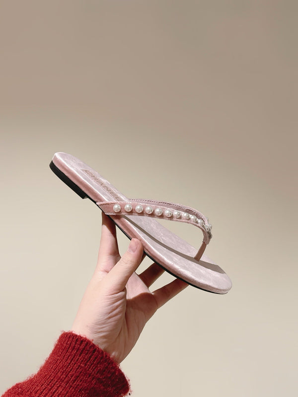CC 25ss Pearl Thong Sandal Pink Velvet 461637