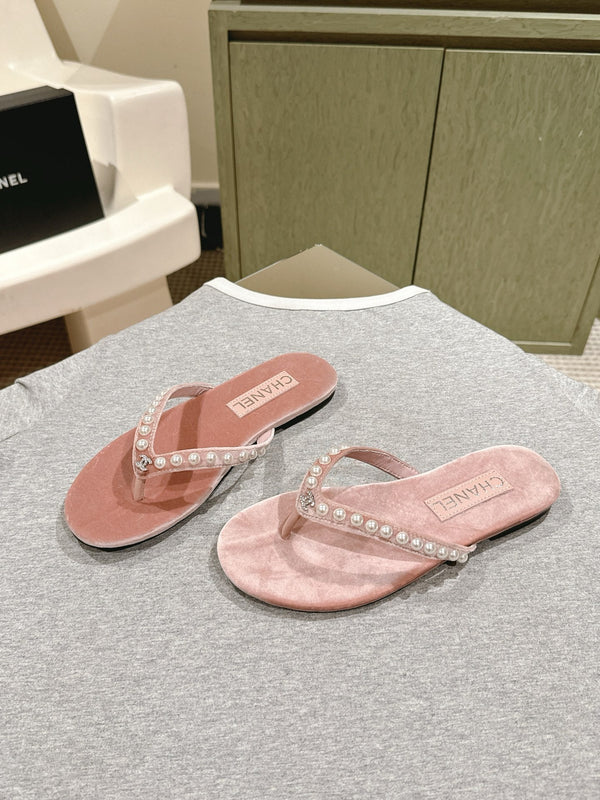 CC 25ss Pearl Thong Sandal Pink Velvet 461637