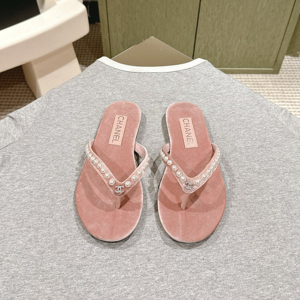 CC 25ss Pearl Thong Sandal Pink Velvet 461637