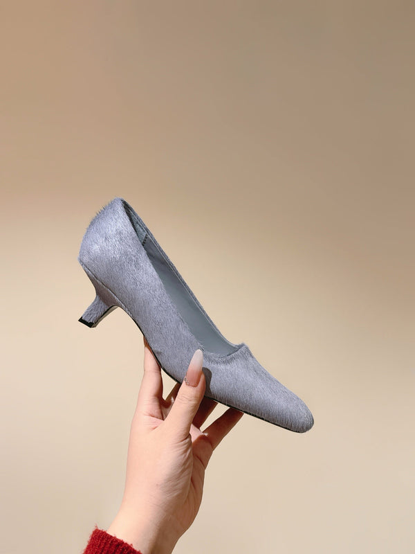 BV Kitten Heels Pumps 45mm Grey Horsehair 448413