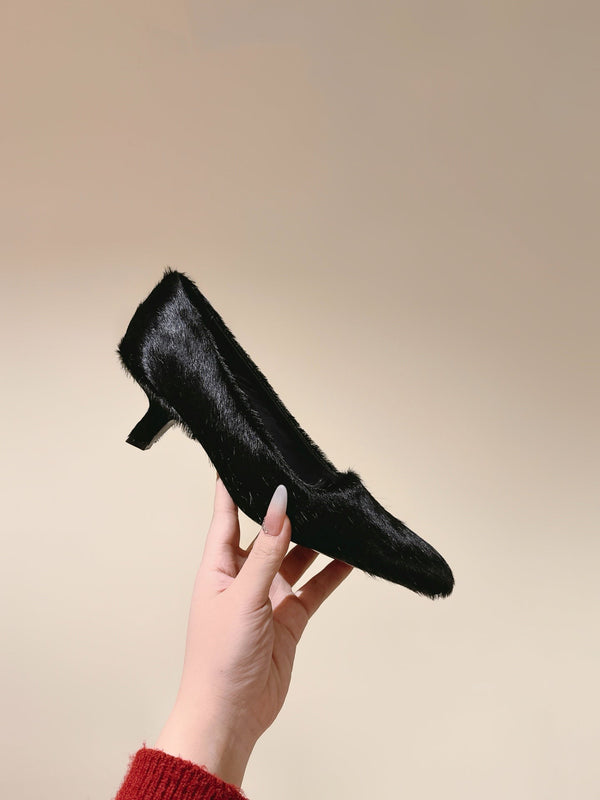 BV Kitten Heels Pumps 45mm Black Horsehair 448414