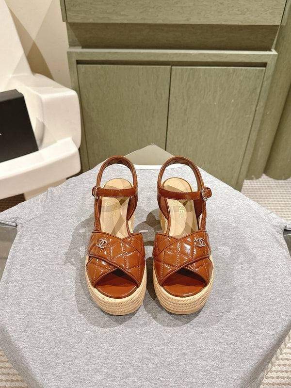 CC 25ss Espadrille Sandals 85mm Caramel Quited Sheepskin 462240