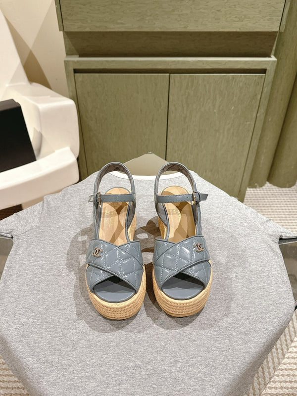 CC 25ss Espadrille Sandals 85mm Slate Blue Quited Sheepskin 462241