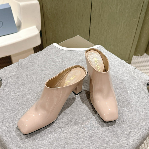 Prada Mules 85mm Beige Patent Leather 449620