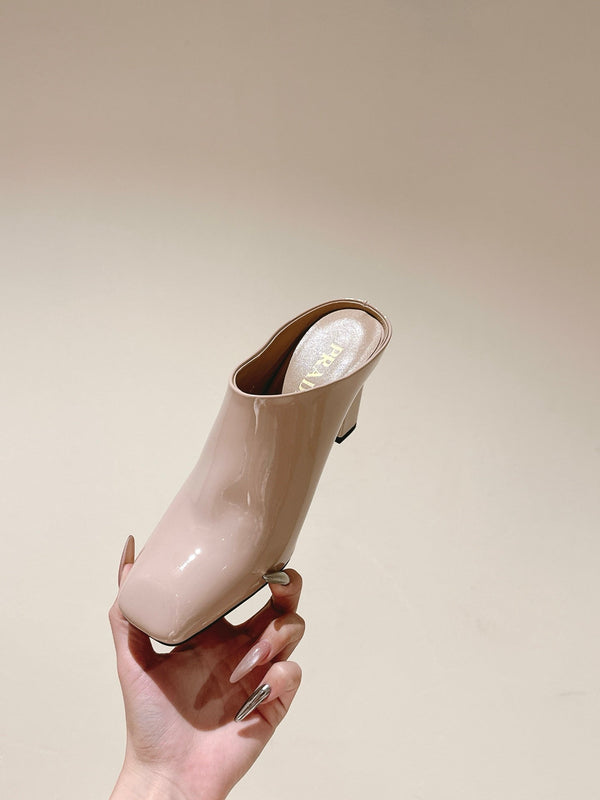Prada Mules 85mm Beige Patent Leather 449620